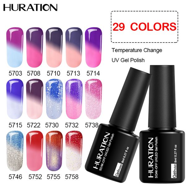 

holographic temperature color changing gel nail polish shiny rainbow thermal glitter nail 8ml soak off uv led gel varnish, Red;pink
