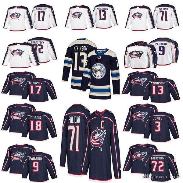 

2019-2020 men s columbus blue jackets jersey 71 nick foligno 9 artemi panarin 72 sergei bobrovsky hockey jerseys, Black;red