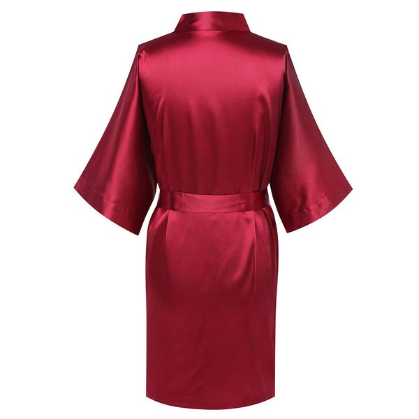 

burgundy home clothes dress satin women sleepwear nightgown kimono bathrobe bride bridesmaid wedding robe negligee, Black;red