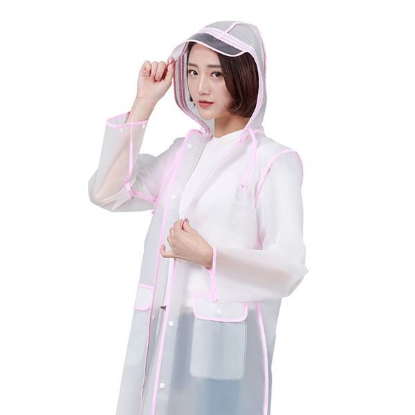 

2019 women raincoat transparent eva raincoat travel waterproof men rainwear poncho with pocket for outdoor travel hiking, Blue;black