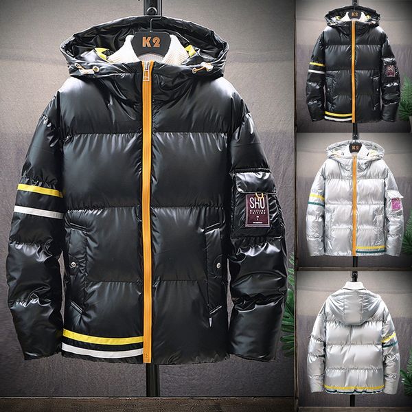 

men oversized parkas winter waterproof light down cotton solid color warm parka coat casaco masculino, Black