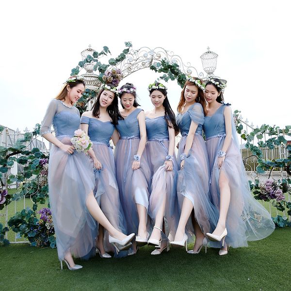 

2019 summer chiffon bridesmaid wedding dress new long slim vestidos de damas de honra elegant evening party dresses 3xl, Red