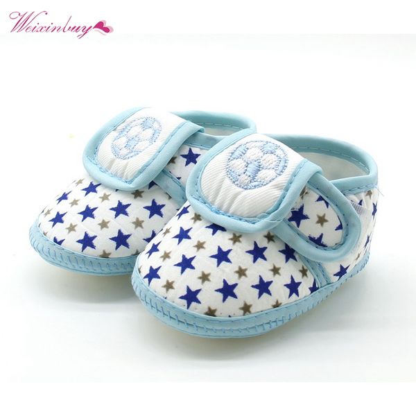 

soft sole baby shoes newborn girls boys new cute star soccer pattern cotton first walkers toddler moccasins black red blue hot