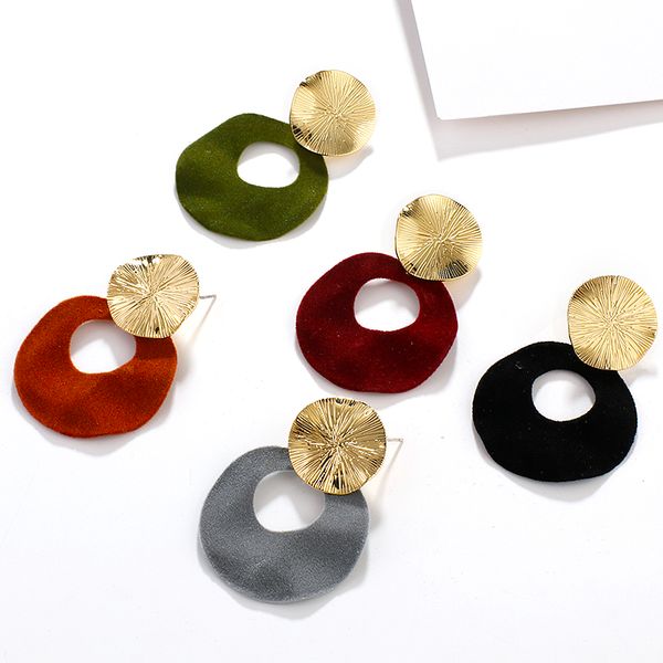 

aensoa vintage winter jewelry unique velvet drop earrings round gold color statement dangle earrings party for women, Silver