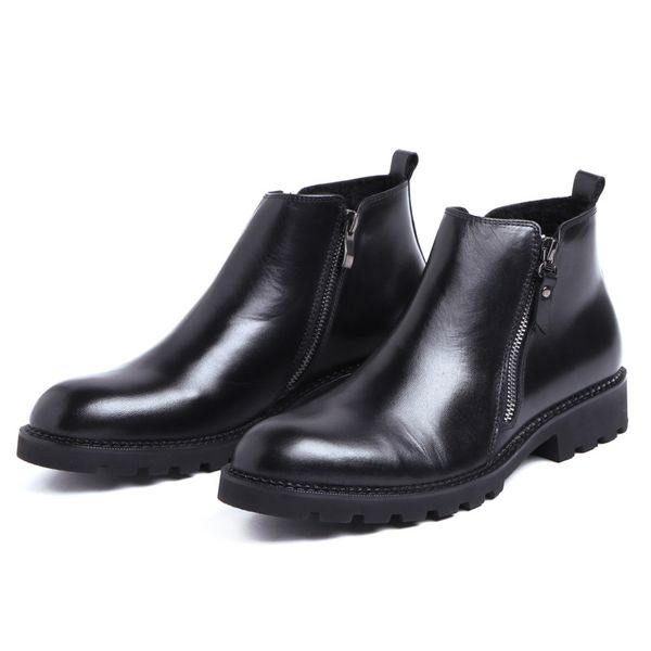 

trend men boots men shoes high shoe lace fur cotton-padded shoes winter leather boots cowhide black brown work warm