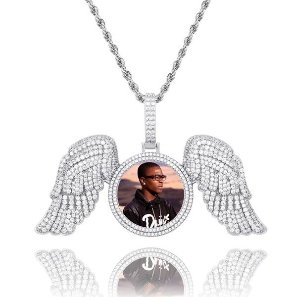 

designer necklaces for men women 18k gold rhodium plated big angel wings pendant necklace diy customized p hip hop necklaces, Silver