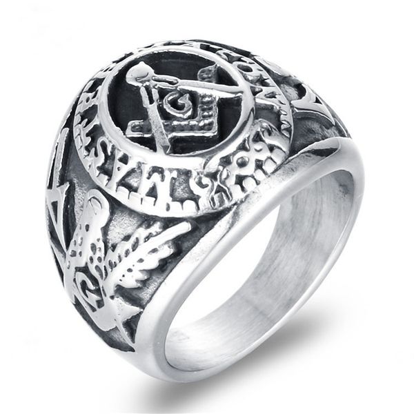 

europe and america new products titanium steel scout flower ring punk cool trend stainless steel crow cross flower ring shank 37, Silver