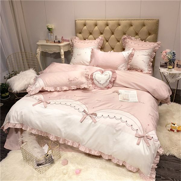 

современный стиль принцессы 4шт постельных принадлежностей длинноволокнистого 100% хлопка с вышивкой из чистого хлопка полный хлопок одеяло