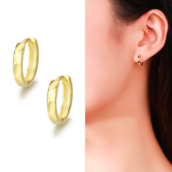 

cute 925 sterling silver gold color engraved loop huggies circle small hoop earrings for women mens girls kids piercing jewelry, Golden;silver