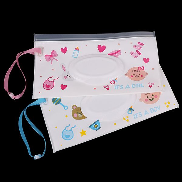 

1pcs clamshell cosmetic pouch easy-carry snap-strap wipes container clutch and clean wipes carrying case wet bag