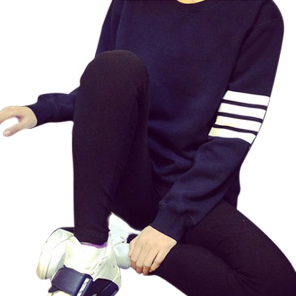 

fashion autumn winter men women sweatshirt striped long sleeve hoodie o neck casual pullover fs99, Black