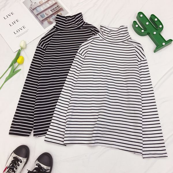 

women clothing women tshirt korea ulzzang harajuku simple striped collar long sleeved t shirt gd couple autumn fashion full t shirt, White