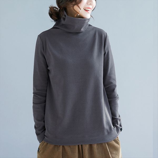 

super size 200 jin fat mm long-sleeved t-shirt high collar loose lady wear autumn coat base shirt, White