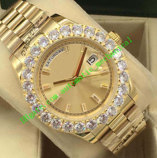 Promoção Preço 10 Relógios de luxo de estilo 18kt Silver Gold Bigger Diamond Bezel 228348 Moda automática Men's Watch Wristwatch
