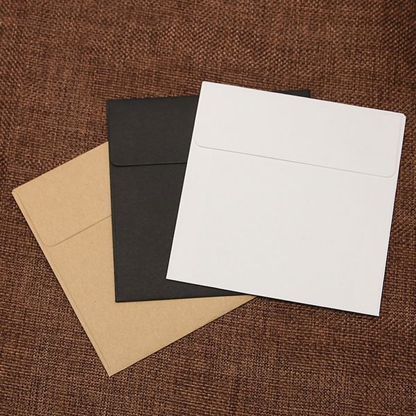 

100pcs- 10*10cm white black paper kraft envelopes square envelope bank card membership card envelope wedding party invitation