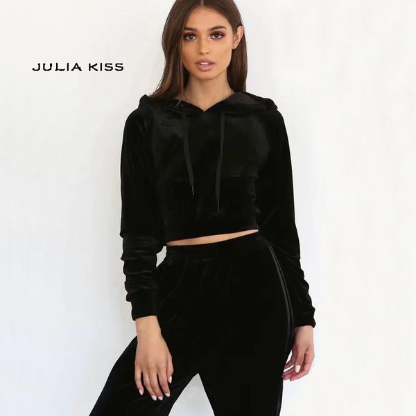

women velour loungewear hoodie & joggers set velvet crop hoodie with side stripes pant, White