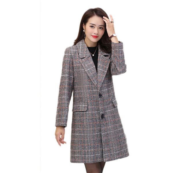 

2019 new spring coat women elegant temperament medium long single-breasted windbreaker autumn large size ladies outerwear vs504, Tan;black