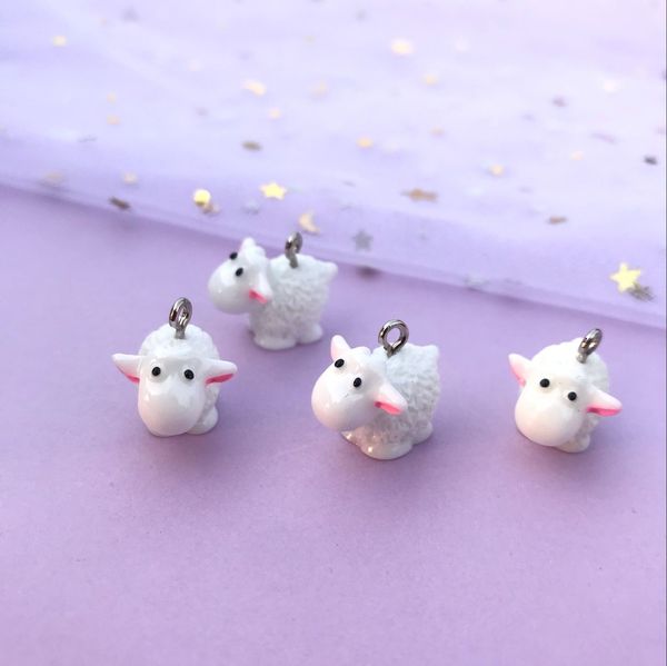 

20*15mm 10pcs mini small animals sheep charms flat back resin charms necklace pendant keychain for diy decoration, Bronze;silver