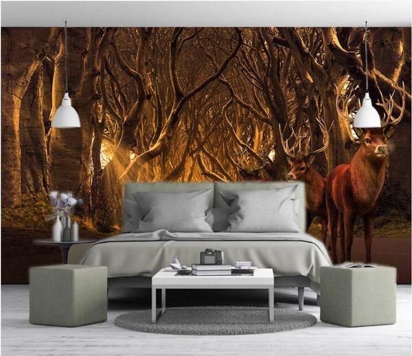 

custom p mural 3d wallpaper european forest elk scenery tv background living room home decor 3d wall murals wallpaper for walls 3 d