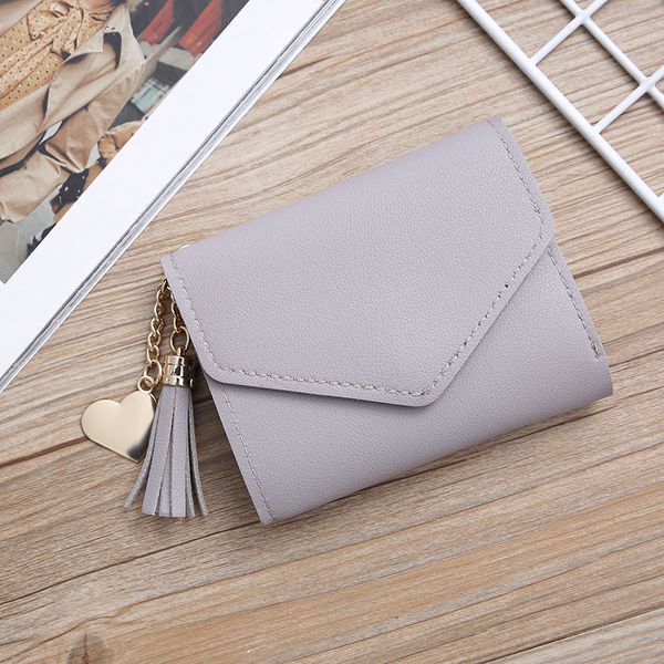 

new business men's wallet short vertical male coin purse casual multi-function card holders bag zipper buckle triangle folding, Brown;gray