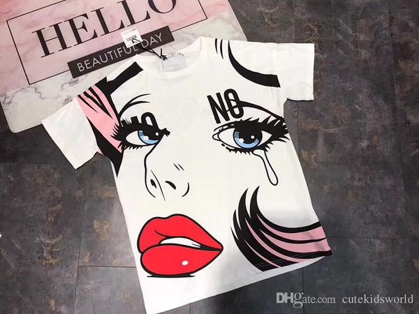 

2018 лето роскошные девушки футболка граффити портрет тройник женский с коротким рукавом, White