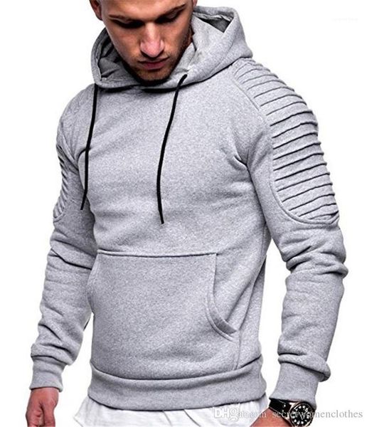

mens hoodies cool long sleeve hooded teenager sweatshirts autumn male clothing pleated solid color, Black