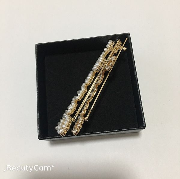 

classic fashion c style pearl hairpin diamond hair clip one word clip for ladies collect hair ornaments items vip gift
