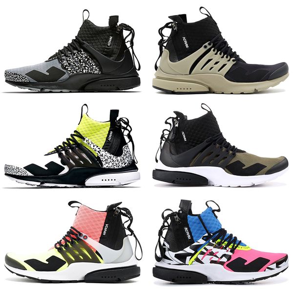 

fashion new ale brand presto mid men blue lava pink acronym olive yellow designer black gery trainers shoes size 40-45, White;red