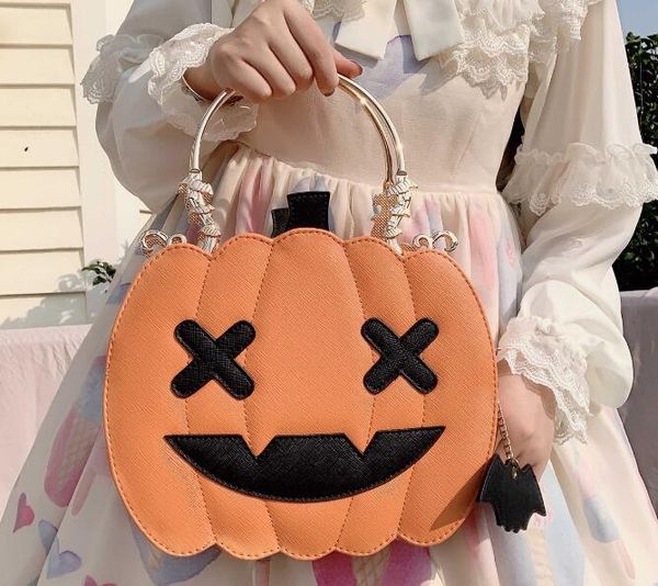 

halloween pumpkin lolita handbag shoulder bag pu leather cosplay girls woman gift