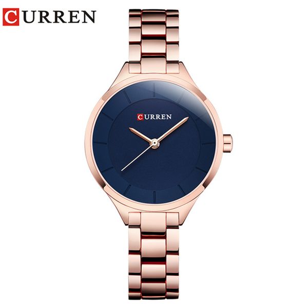 

curren rose gold watch women watches ladies stainless steel women's bracelet watches female montre femme 9015, Slivery;brown