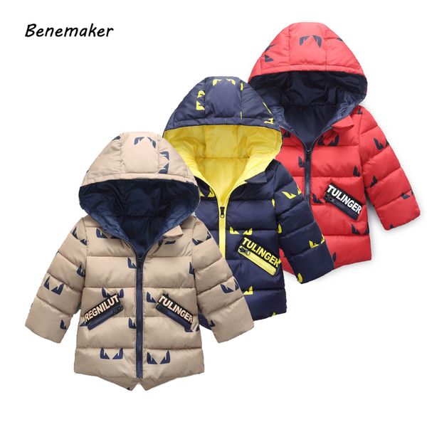 

benemaker new children's winter warm jackets for girls boys cotton coats overalls hooded clothing baby kids cute outerwear yj012, Blue;gray