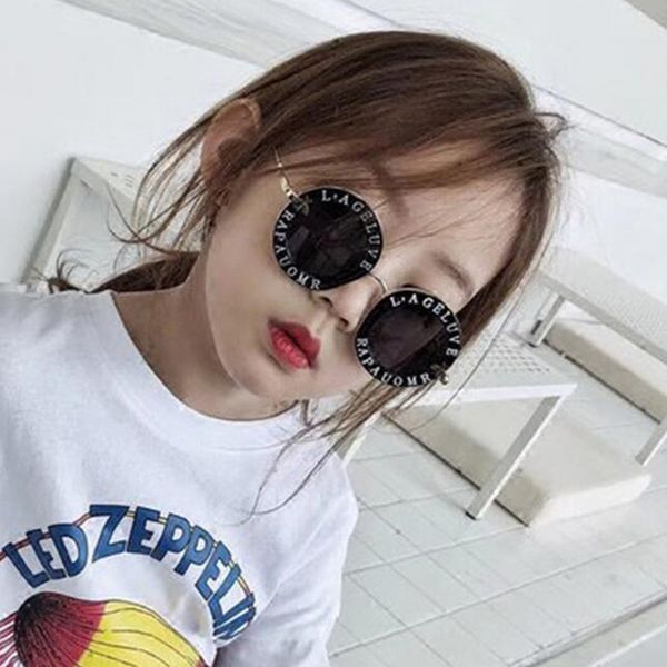 

2019 glasses small gold bee kids sunglasses boys girls glasses kids designer round sunglasses, White;black