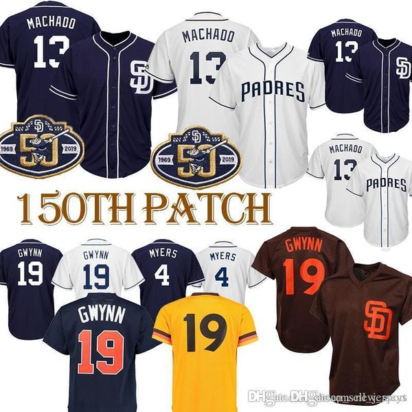 

san diego 19 tony gwynn padre jerseys 4 wil meyers 13 manny machado baseball jerseys, Blue;black