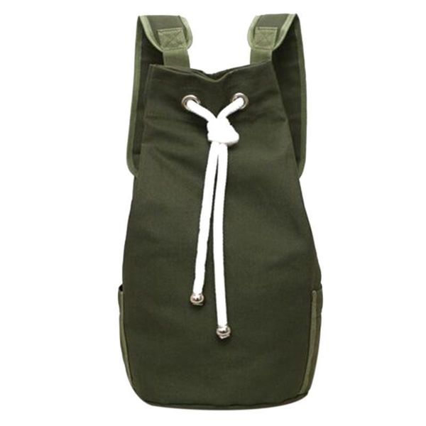 

canvas casual men drawstring backpack large capacity sport outdoor backpack back pack green/black color travel bags