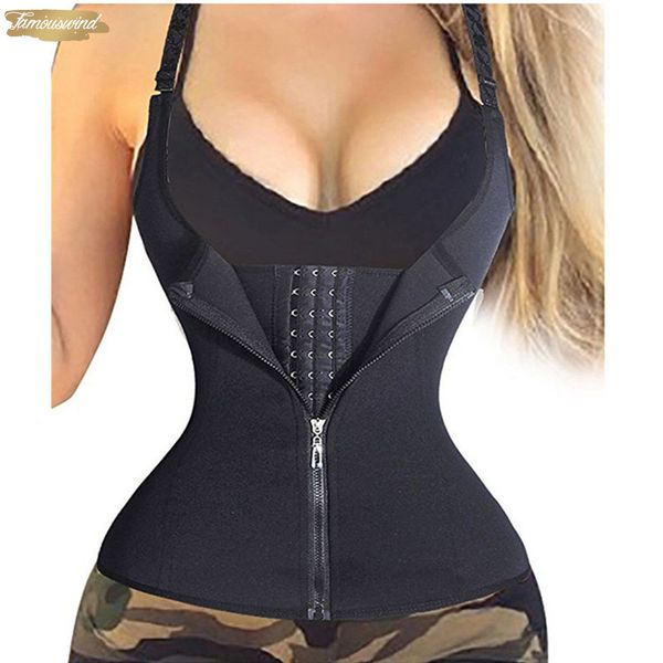 

shaper body vest body zipper sweat sauna spandex waist cinchers shaper women slimming solid vest waist trainer good quality, Black;white