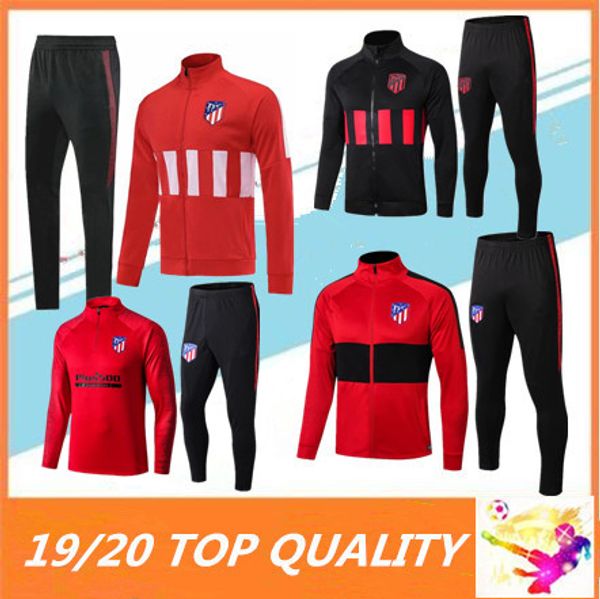 

2019 2020 joÃ£o fÃ©lix atletico soccer tracksuit jacket 19 20 madrid diego costa maillot de football long zipper tracksuit training suit, Black