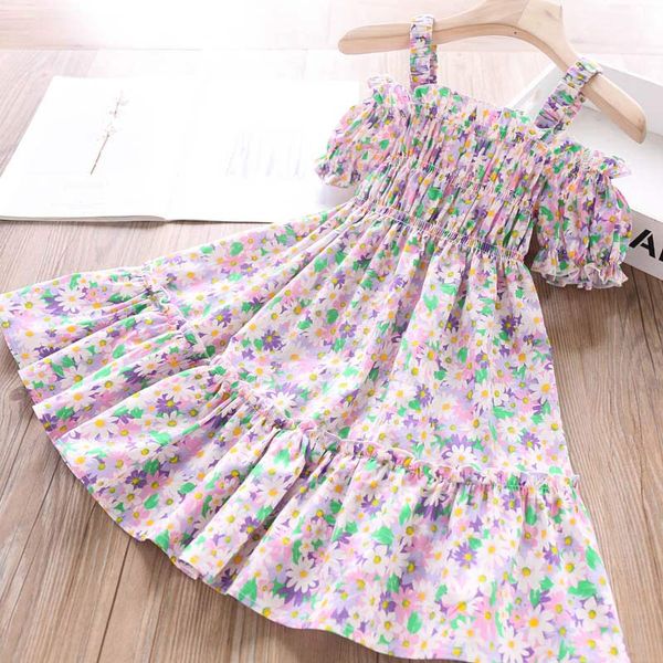 

girls dress girl summer dresses party off shoulder floral flower dress formal sundress kids dresses for girls, Red;yellow