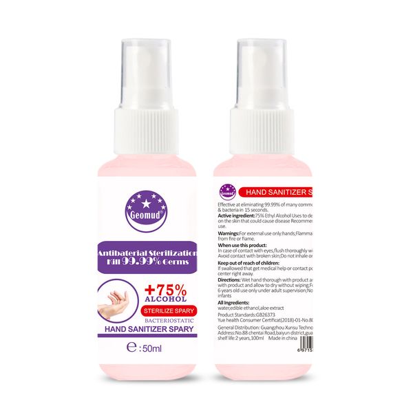 

2020 новое поступление 75% спирт бактерицидный спрей быстросохнущий и портативный антибактериальный дезинфицирующий спрей для рук 50 мл 100