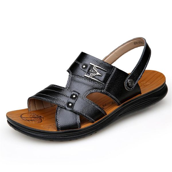 Heißer Verkauf-Großhandel Herren Sandalen Leder Freizeit Herren Sandale Hauptschicht Leder Hausschuhe Dropshipping