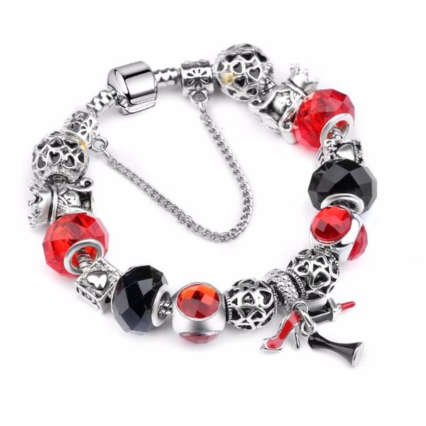 

2020 direct selling high heels lipstick skirt three piece pendant chain woman snakes chain p bracelet woman jewelry, Black