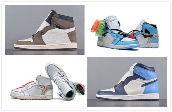 

2020 1 high travis scotts low fearless obsidian mens basketball shoes spiderman unc 1s chicago banned bred toe men sport designer sneakers, Black