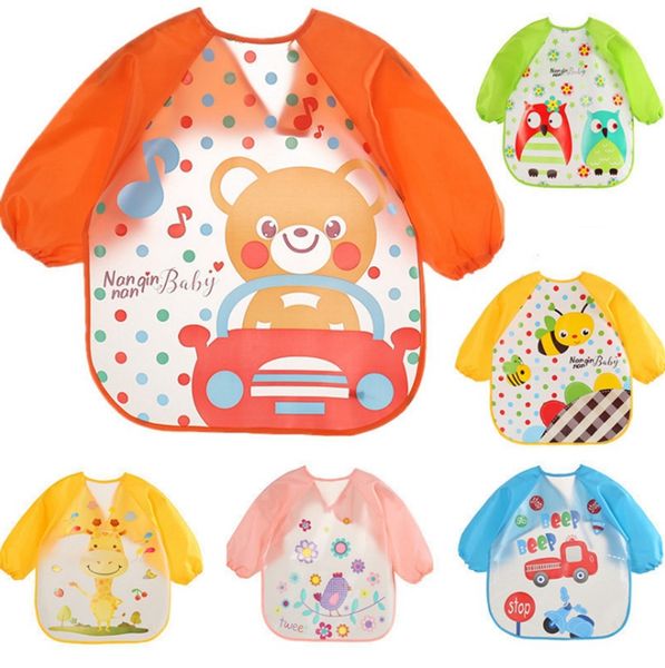 Baby Spucktücher Cartoon Kinder Fütterung Kittel Langarm Kleinkind Schürze Neugeborenen Speichel Handtuch Wasserdichte Kinder Essen Kleidung 10 Designs DW2971