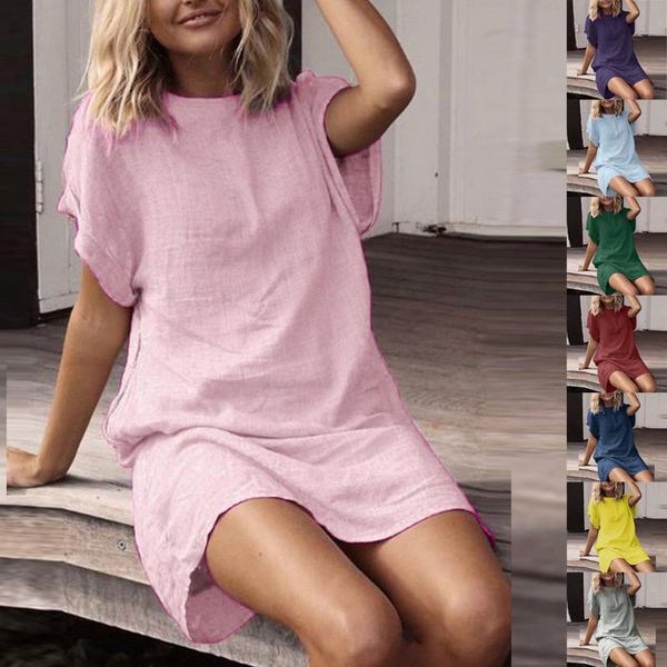 

cover-ups dress womens casual daily bow tie round neck solid button short sleeve soild long women