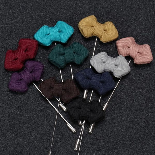 

new fashion men brooch flower lapel pin suit boutonniere fabric yarn pin 10colors button brooches solid bow for party gift, Gray