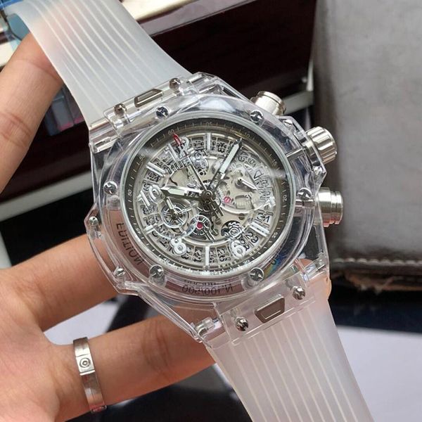 

luxury watch hb14 automatic mens watches new gelatin shell type famous brand designer watch japanese quartz movement 43mm 2020, Slivery;brown