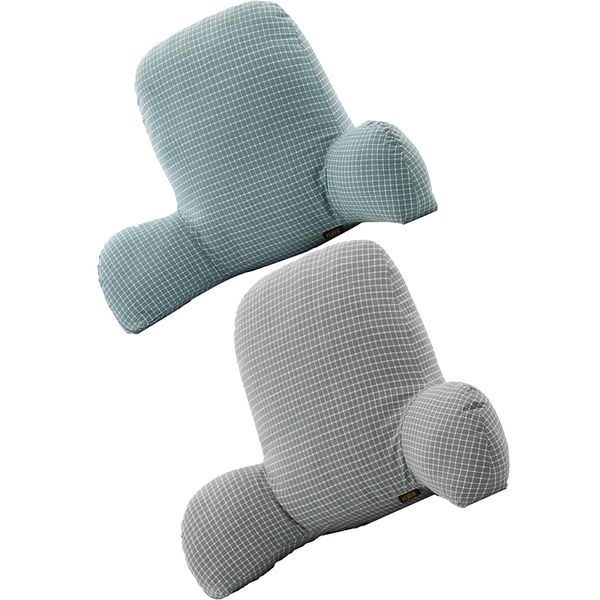 

2 bed rest reading pillow sofa cushion for adults kids grid light blue gray