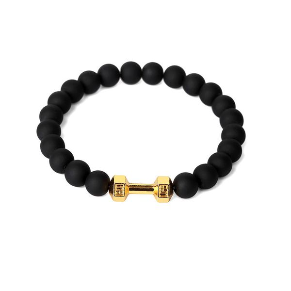 

fashion simple charm men women beaded bracelet stretch black bead jewelry diy handmade design dumbbell and anchor bracelets for men women