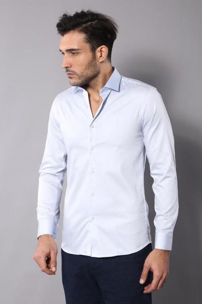 

ice blue cotton satin male shirt unimart shop | wessi, White;black
