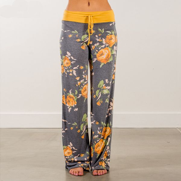 

womens leggings ladies pants yellow color blocked wide leg pants women summer 2019 streetwear high waist pants drawstring trousers, Black;white