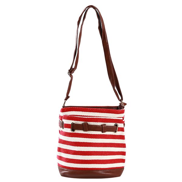 

stripe canvas shopping tote shoulder carrying bag zippered small bag women shoulder handbags eco reusable